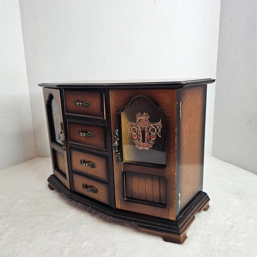 Vintage Wooden Jewelry Box Cabinet